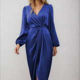 Veloura | Elegant V-Neck Wrap Midi Dress for Women