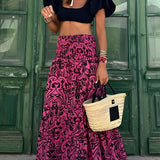 Daisy | Floral Maxi Skirt with Smocked Waistband