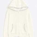 Mila | Women’s Knitted Hoodie with Zip Closure & Contrasting Details