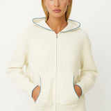 Mila | Women’s Knitted Hoodie with Zip Closure & Contrasting Details