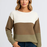 Harper | Colour-Block Knitted Jumper with Round Neck – Comfortable & Casual