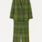 Victoria | Checked Suit with Double-Breasted Blazer & High-Waisted Straight Trousers