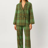 Victoria | Checked Suit with Double-Breasted Blazer & High-Waisted Straight Trousers