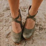 Liora | Chic Closed-Toe Wedge Heels with Ankle Strap