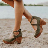 Liora | Chic Closed-Toe Wedge Heels with Ankle Strap