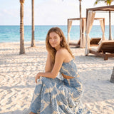 Eliza | Maxi evening dress with palm print design