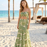 Eliza | Maxi evening dress with palm print design