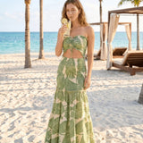 Eliza | Maxi evening dress with palm print design