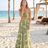 Eliza | Maxi evening dress with palm print design