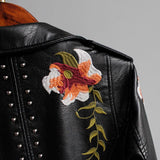 Lydia | Floral Faux Leather Jacket with Tailored Fit