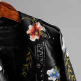 Lydia | Floral Faux Leather Jacket with Tailored Fit