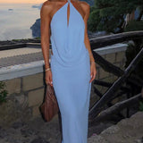 Madeleine | Halter Neck Open Back Maxi Dress Set