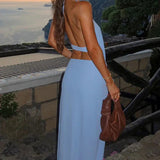Madeleine | Halter Neck Open Back Maxi Dress Set