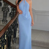 Madeleine | Halter Neck Open Back Maxi Dress Set