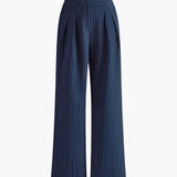 Sienna | Wide Leg High Waist Pinstripe Trousers