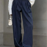 Sienna | Wide Leg High Waist Pinstripe Trousers