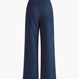 Sienna | Wide Leg High Waist Pinstripe Trousers
