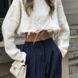 Sienna | Wide Leg High Waist Pinstripe Trousers