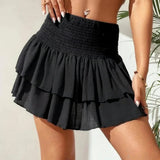 Ivy | High-waisted ruffle mini skirt with smocked waist