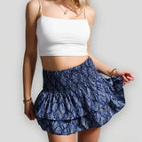 Ivy | High-waisted ruffle mini skirt with smocked waist