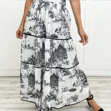 Elowen | Toile Maxi Dress with Smocked Waist and Tiered Skirt