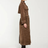 Harriet | Women's Suede Trench Coat with Elegant Belted Cut