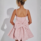 Juliette | Sequin Square Neck Mini Dress with Bow Detail