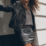Evelyn | Lunessa Shimmering Metallic Mini Skirt