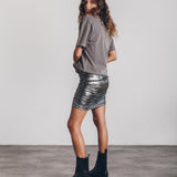 Evelyn | Lunessa Shimmering Metallic Mini Skirt