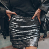 Evelyn | Lunessa Shimmering Metallic Mini Skirt