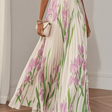 Elowen | Sleeveless Floral Chiffon Maxi Dress with Square Neck