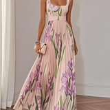 Elowen | Sleeveless Floral Chiffon Maxi Dress with Square Neck