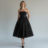 Marvelle | Elegant Sequin Midi Dress with Flowing Silhouette