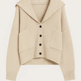 Isla | Cropped Knitted Cardigan with Deep V-Neck & Collar – Modern Comfy Look