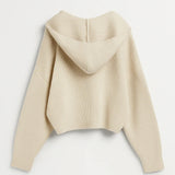 Isla | Cropped Knitted Cardigan with Deep V-Neck & Collar – Modern Comfy Look