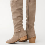 Hadley | Long Boots with Perforated Details & Low Heel – Western Touch