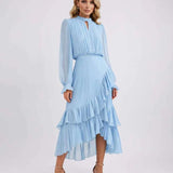 Penelope | Women's Pleated Maxi Dress with Halter Neck