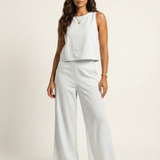 Holly | Wide-Leg Linen-Look Trousers Two-Piece Set