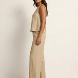 Holly | Wide-Leg Linen-Look Trousers Two-Piece Set