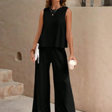 Holly | Wide-Leg Linen-Look Trousers Two-Piece Set