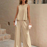 Holly | Wide-Leg Linen-Look Trousers Two-Piece Set