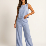 Holly | Wide-Leg Linen-Look Trousers Two-Piece Set