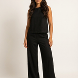 Holly | Wide-Leg Linen-Look Trousers Two-Piece Set