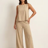Holly | Wide-Leg Linen-Look Trousers Two-Piece Set