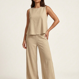 Holly | Wide-Leg Linen-Look Trousers Two-Piece Set