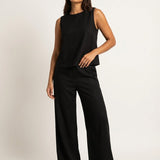 Holly | Wide-Leg Linen-Look Trousers Two-Piece Set
