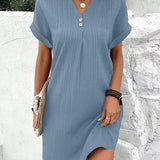 Elovienne | Women’s V-Neck Midi Dress with Elegant Flowing Silhouette