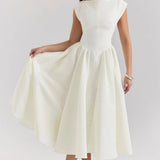 Daphne | Chic Midi Dress with Elegant Ruffle Detail