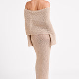 Evelyn | Off-Shoulder Bouclé Maxi Dress
