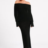 Evelyn | Off-Shoulder Bouclé Maxi Dress